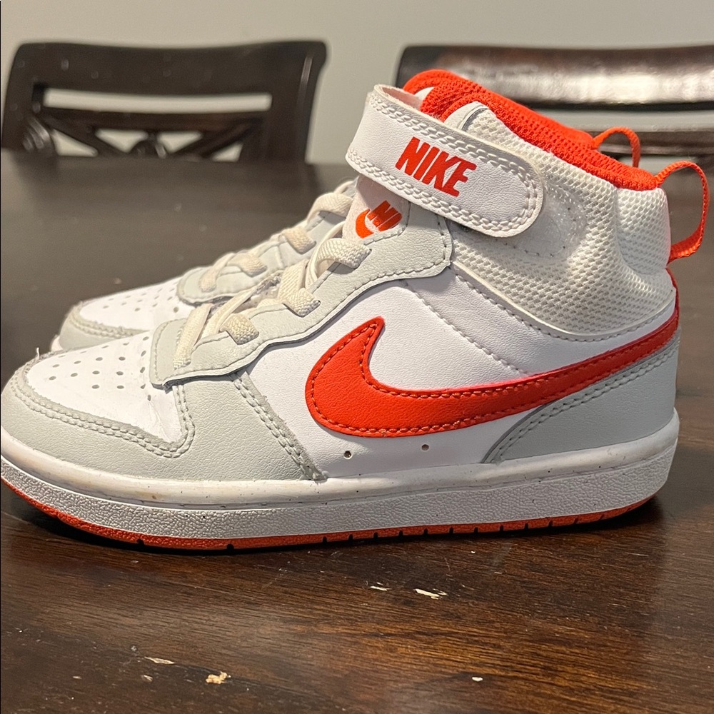 Nike Kids White and Red High-Top Sneakers